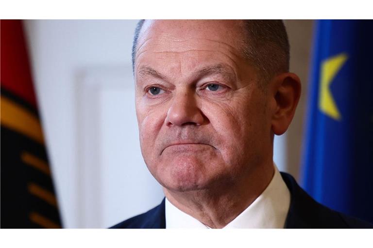Bundeskanzler Olaf Scholz (SPD) beim  Sondergipfel in London zum Ukraine-Krieg.