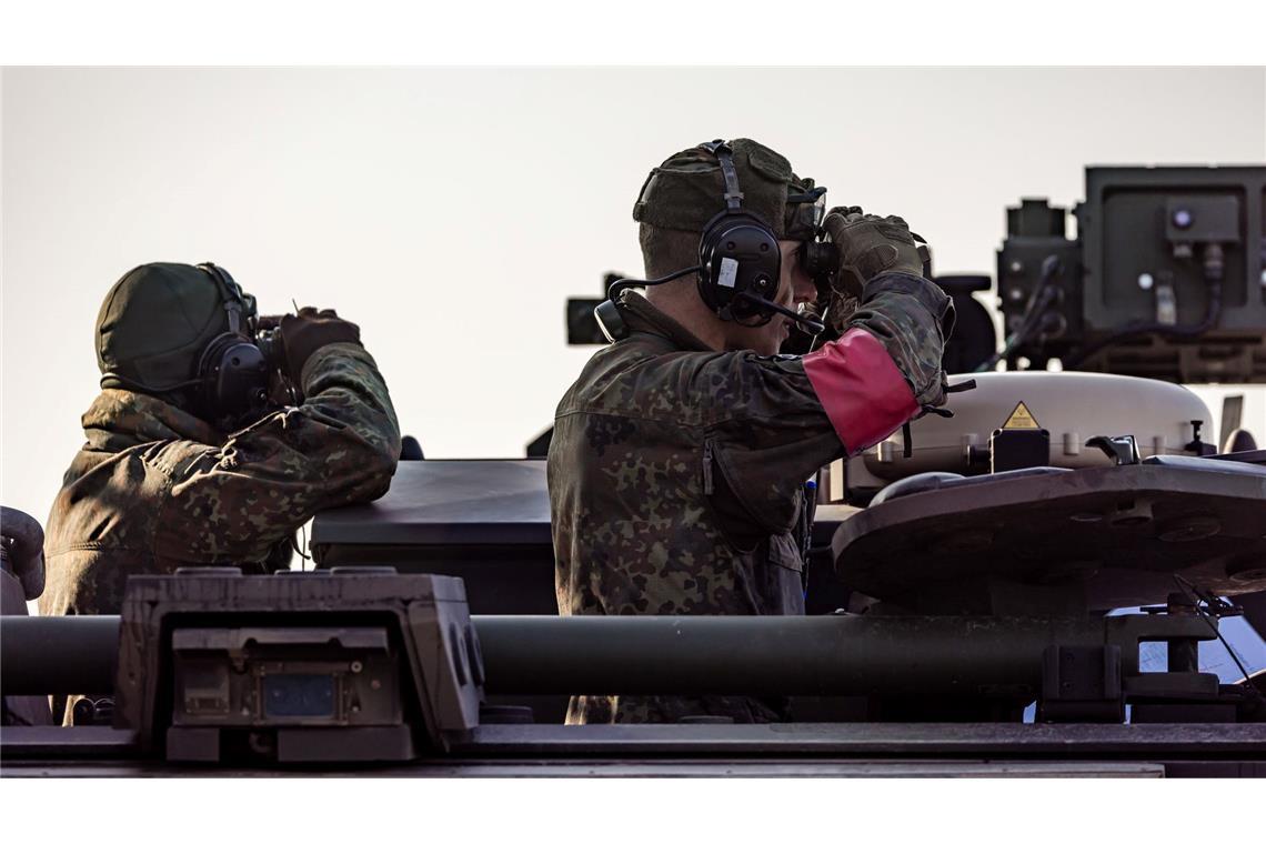 Bundeswehrsoldaten auf einer Übung.