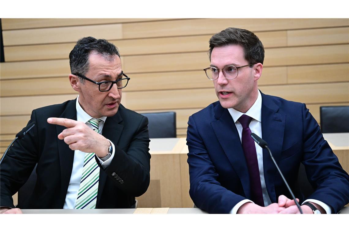Cem Özdemir (Bündnis 90/Die Grünen) und Manuel Hagel (CDU) (Archivbild).