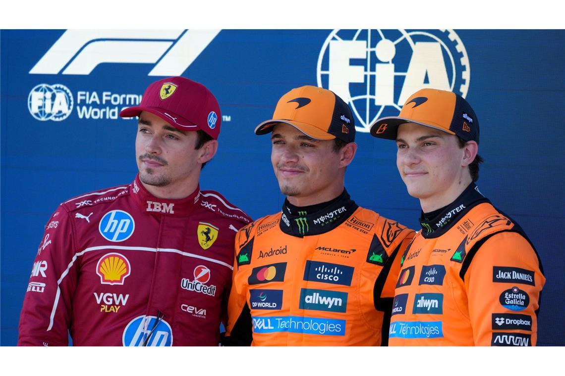 Verstappens "Auto unfahrbar" - Norris holt Formel-1-Pole Charles Leclerc (l-r), Lando Norris und Oscar Piastri wollen in Spielberg siegen.