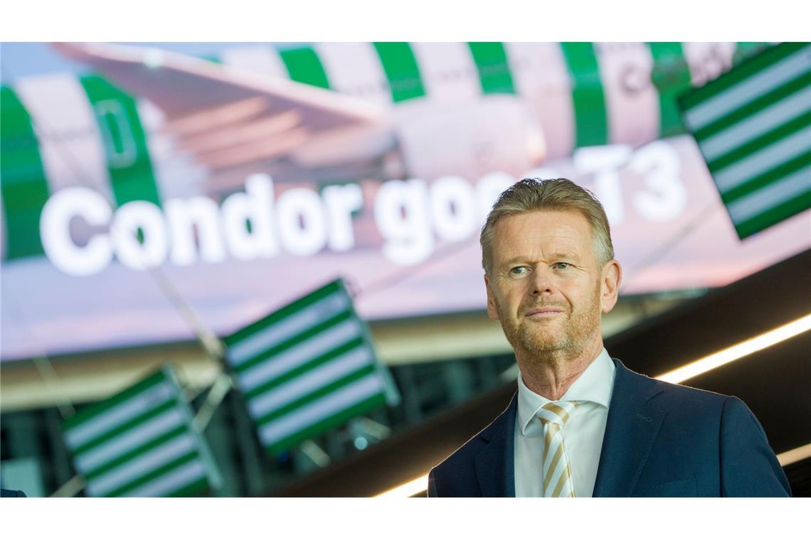 Condor-Chef Peter Gerber sieht die Zukunft der Airline in Frankfurt.