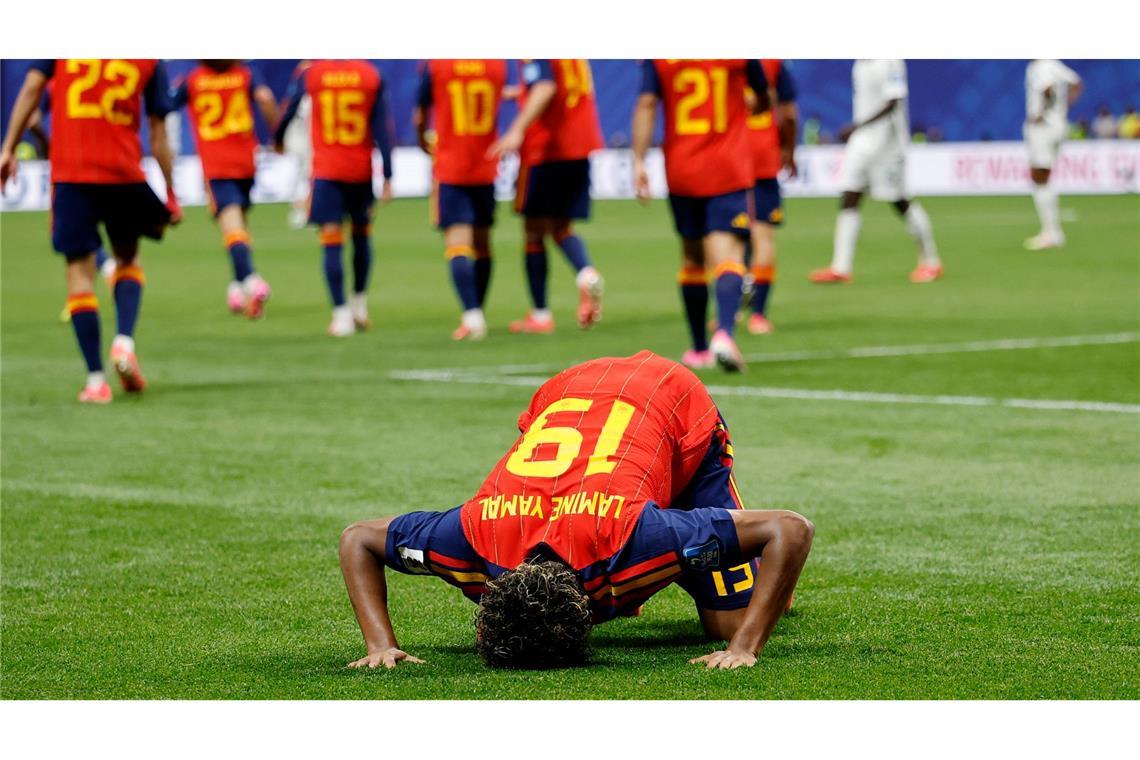 Das 1:0 für Spanien: Lamine Yamal jubelt nach seinem Tor.