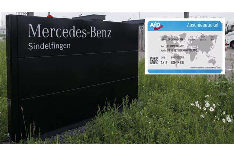 Das „Abschiebeticket“ der AfD wird auch von einem  Mercedes-Mitarbeiter  verbreitet.