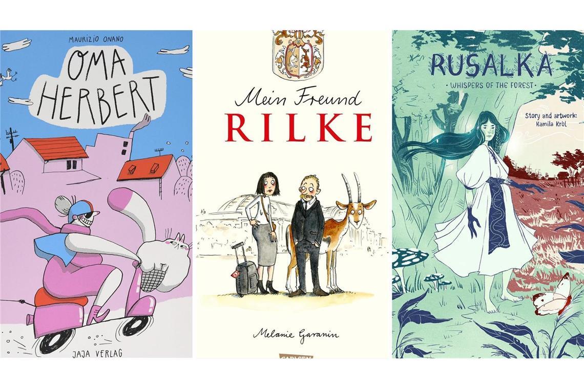 Das alles und viel mehr sind die Stuttgarter Comictage: Maurizio Onanos „Oma Herbert“, Malnie Garanins „Mein Freund Rilke“ und Kamila Kròls „Rusalka“.