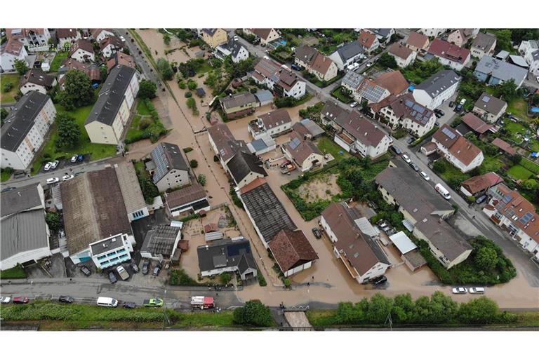 Das Hochwasser in Wahlheim Baumbach. (Archivbild)