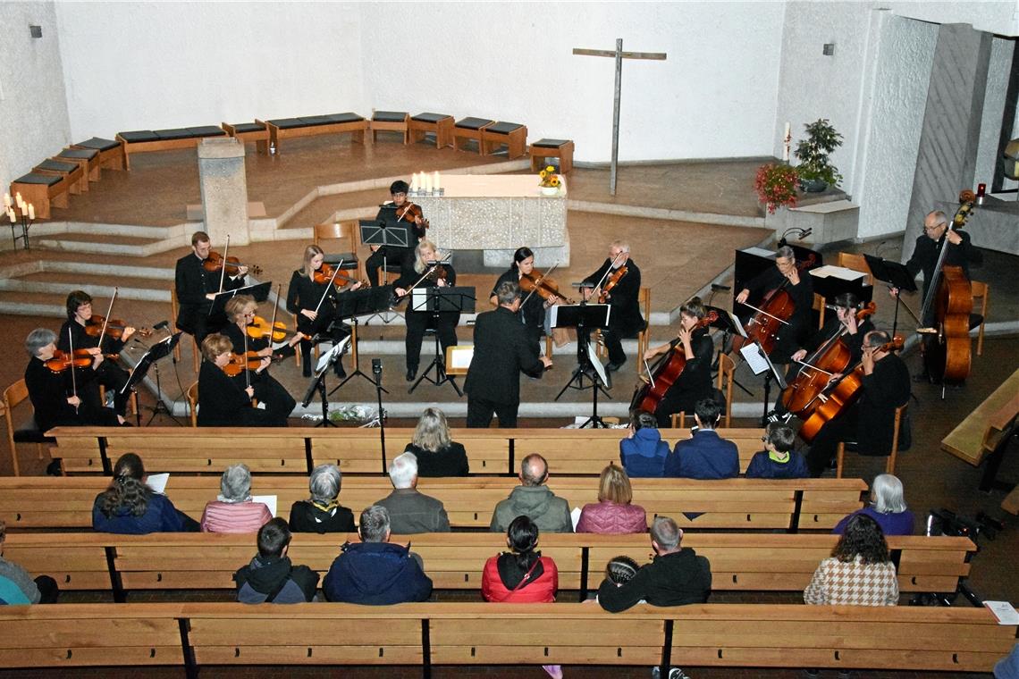 Kammerorchester Murrhardt musikalisch in Topform Das Kammerorchester mit Dirigent Matthias Baur (Mitte) hat einen starken Auftritt. Foto: Elisabeth Klaper