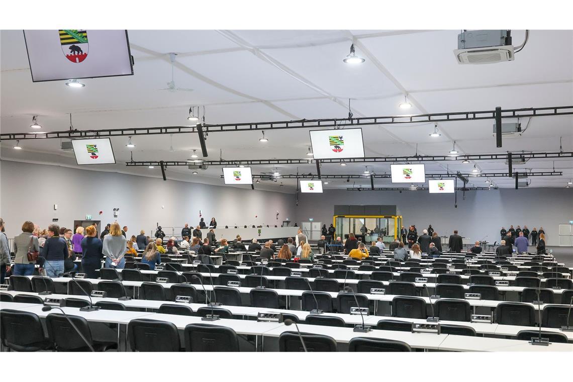 Das temporäre Gerichtsgebäude des Landgerichtes Magdeburg.