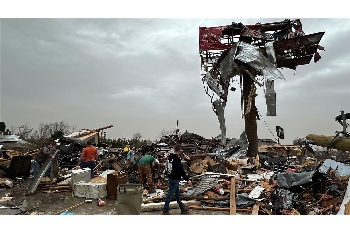 Zahl der Opfer nach Unwettern steigt auf mindestens 40 Das Unwetter hat unter anderem im US-Bundesstaat Arkansas große Schäden angerichtet.