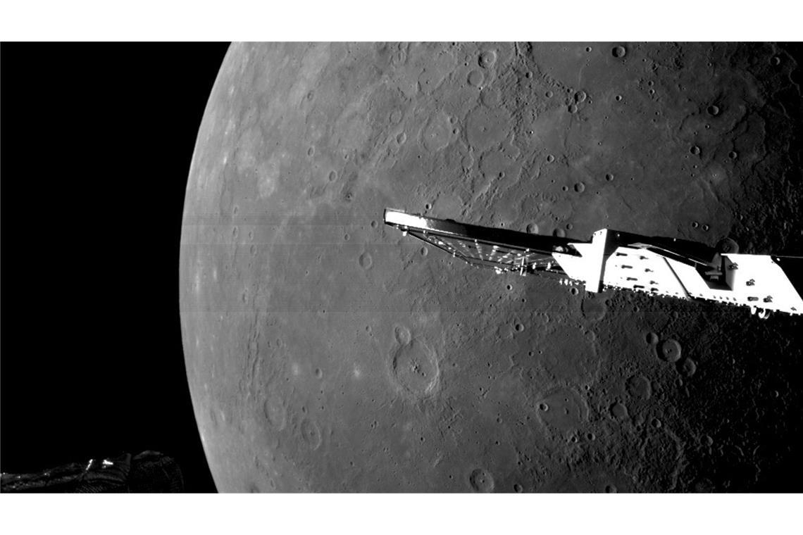 Esa-Raumsonde „BepiColombo“ fliegt knapp am Merkur vorbei Das von der Esa zur Verfügung gestellte Foto zeigt nördliche Ebenen auf dem Planeten Merkur. Ein letztes Mal vor Beginn ihrer Hauptmission ist die europäische Sonde „BepiColombo“ nahe am Merkur vorbeigeflogen.