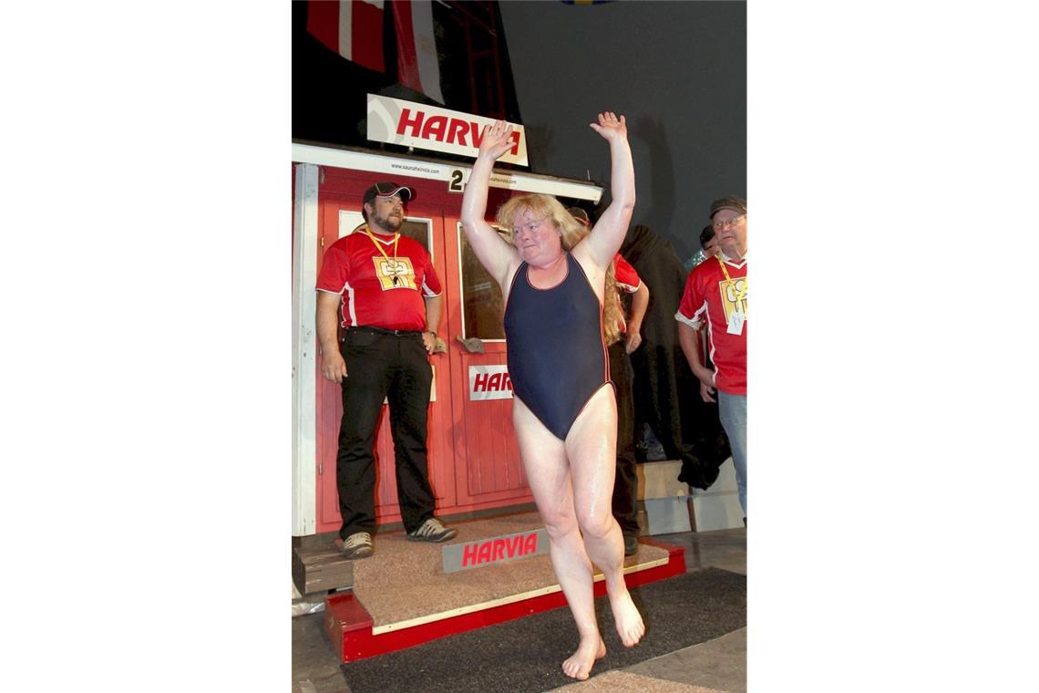 Dauer-Saunieren: Die Gewinnerin der Sauna-WM hieß 2008 Leila Julin. Sie schaffte 5 Minuten und 21 Sekunden.