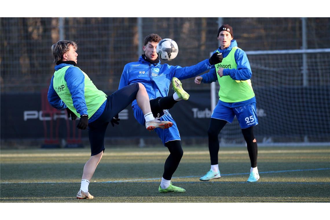 Niklas Antlitz geht – Rückkehrer David Stojak beim Trainingsstart schon dabei David Stojak im Trainingsspiel gegen David Kammerbauer (li.) und Paul Polauke