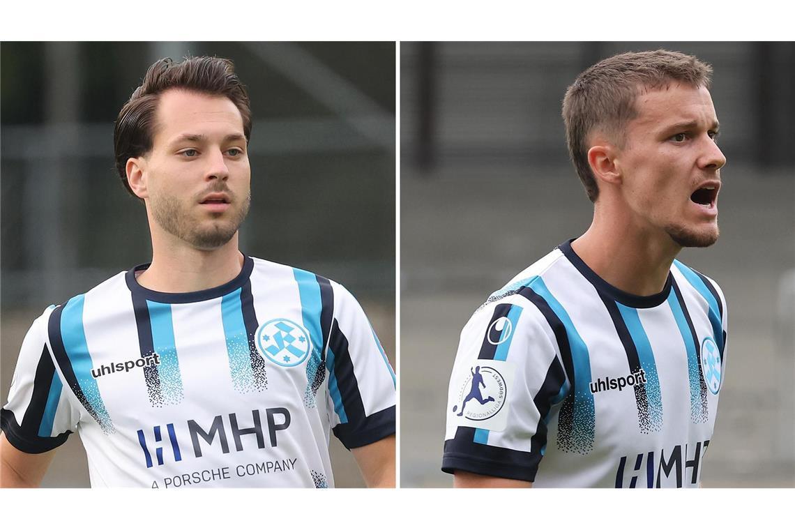 Gucken die Spieler der Kickers Partien des VfB Stuttgart? David Tomić (links) und Maximilian Zaiser tragen das Kickers-Trikot – und wie halten sie es mit dem „anderen Club“ aus Stuttgart?