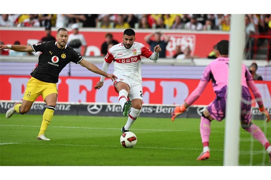 Deniz Undav vergab nach einem Dortmunder Aufbaufehler die beste VfB-Chance in der ersten Halbzeit.
