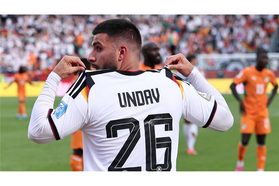 Deniz Undav von Deutschland bejubelt sein Tor zum 2:1 gegen die Elfenbeinküste.