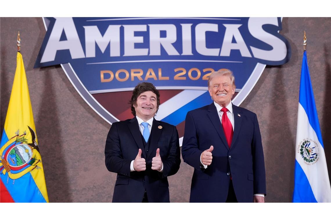 Der argentinische Präsident Javier Milei ist einer der eingeladenen Vertreter Lateinamerikas, die US-Präsident Trump nahestehen.