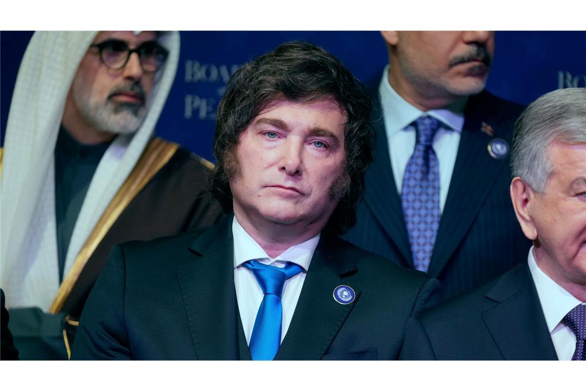 Der argentinische Präsident Javier Milei nahm an der ersten Sitzung des Friedensrats teil.