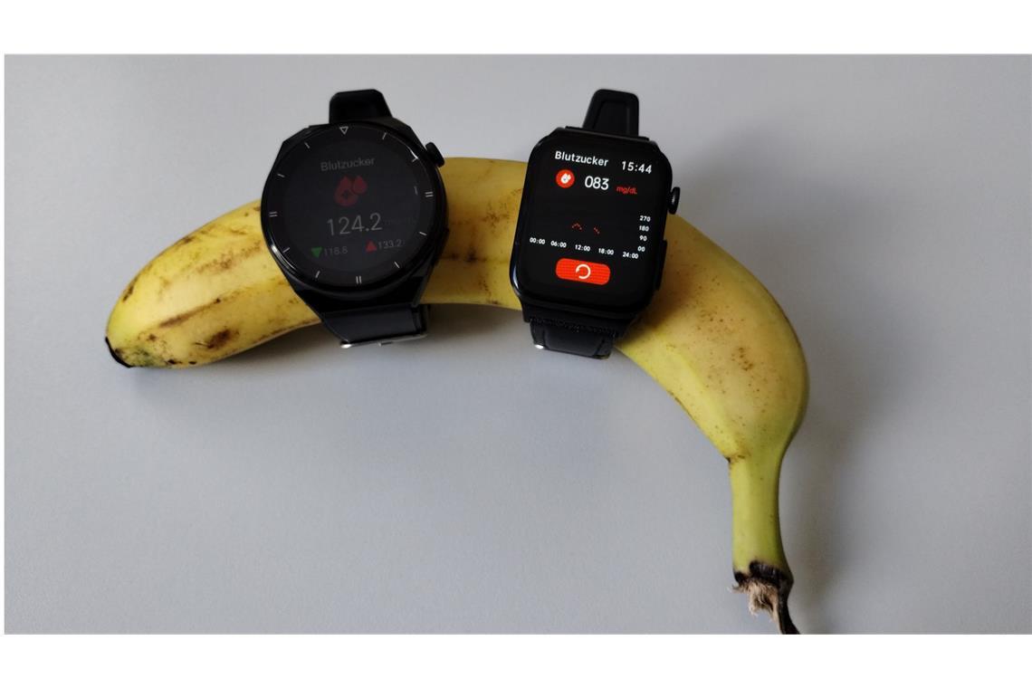Diese Uhren messen vieles – nur nicht den Blutzucker Der Bananen-Test zeigt, dass diese Smartwatches keinen Blutzucker messen, sondern nur vorgegebene Werte anzeigen.