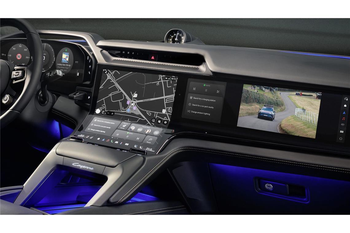 Der Beifahrerdisplay misst 14,9 Zoll und kostet extra. Wer es sich dazu kauft kann über den eigenen Bildschirm etwa die Navigation steuern, Filme streamen oder Spiele spielen.