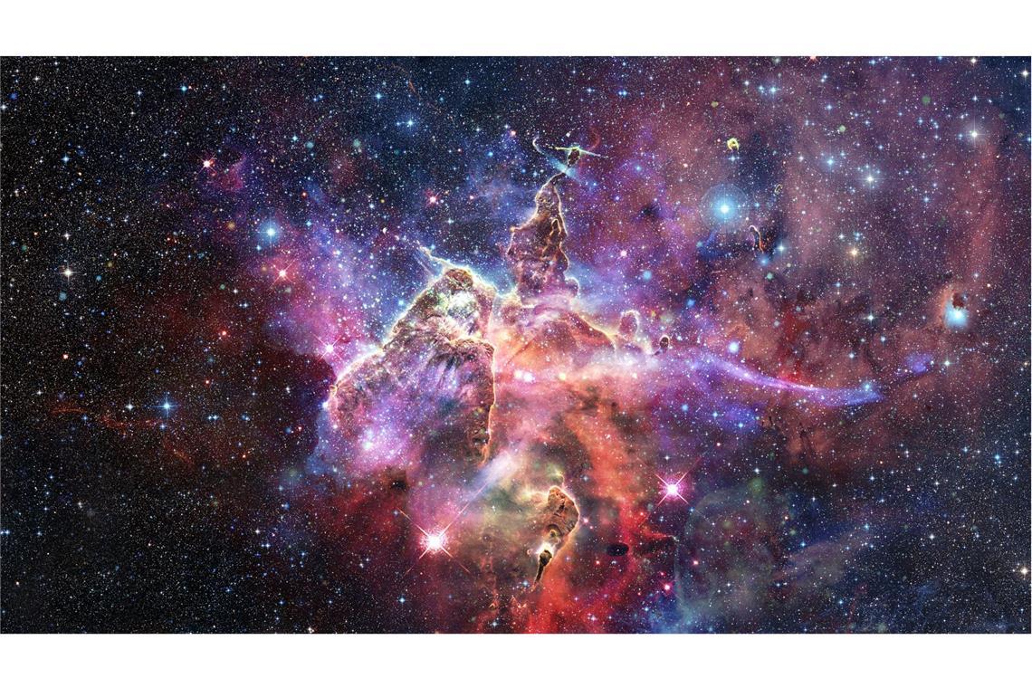 Das Ende des Universums kommt bestimmt – nur wann und wie? Der Blick in die Tiefe des Alls offenbart spektakuläre Formationen, wie hier den Carinanebel.
