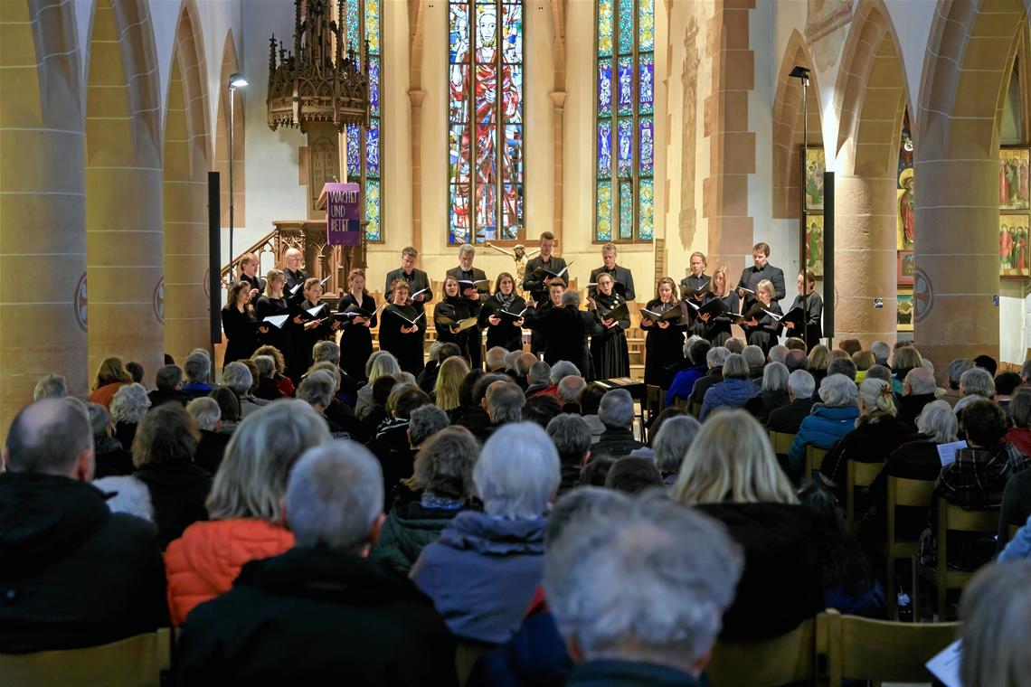 Kontrastreiche Emotionen erzählen von der Passionszeit Der Chor überzeugt mit seinem Können und seiner Interpretation. Kantor Mayer reiht sich am Abend mit Orgelwerken ein. Foto: Stefan Bossow