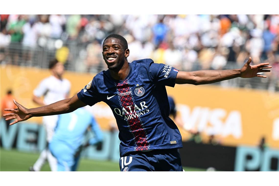 Der ehemalige Dortmunder Ousmane Dembélé bejubelt sein Tor zum 2:0.