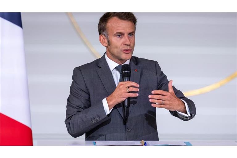 Der französische Präsident Emmanuel Macron bei einer Rede im Élysée-Palast.