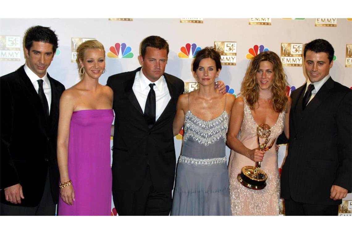 Der "Friends"-Cast im Jahr 2002: David Schwimmer, Lisa Kudrow, Matthew Perry, Courtney Cox, Jennifer Aniston and Matt LeBlanc (v. l.).