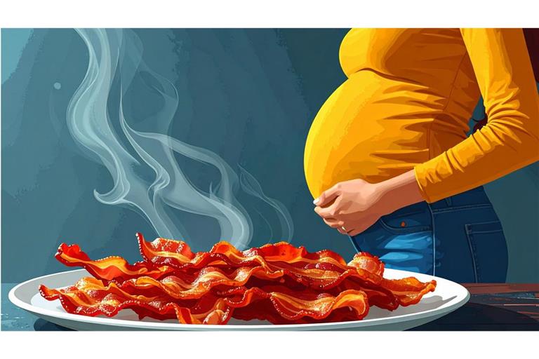 Der Geruch fettiger Lebensmittel während der Schwangerschaft fördert Fettleibigkeit in der nächsten Generation (KI-generiert).