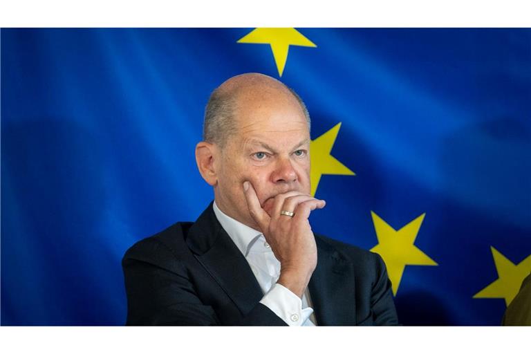 Der geschäftsführende Bundeskanzler Olaf Scholz besucht EU-Projekttag