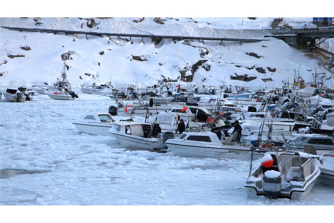 Grönlands Klima-Zwiespalt - und was Trump damit zu tun hat Der Hafen von Ilulissat ist teils zugefroren.