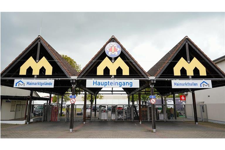 Der Haupteingang zum Maimarktgelände in Mannheim. (Archivbild)