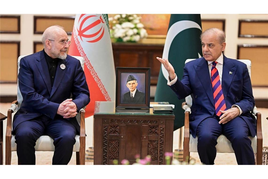 Der iranische Parlamentssprecher Bagher Ghalibaf (l) leitete die Verhandlungen für Teheran.