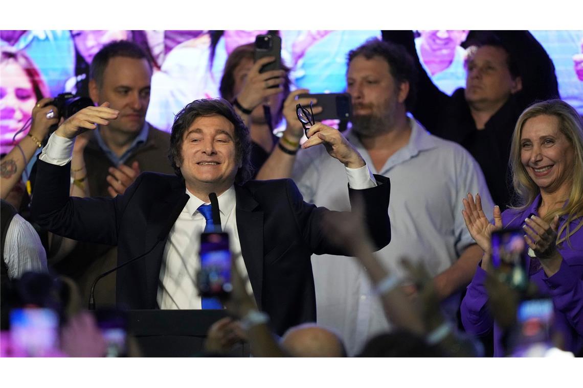 Der Jubel nach dem Sieg: Die Partei von Argentiniens Präsidenten Milei konnte bei der Kongresswahl zahlreiche Mandate hinzugewinnen.