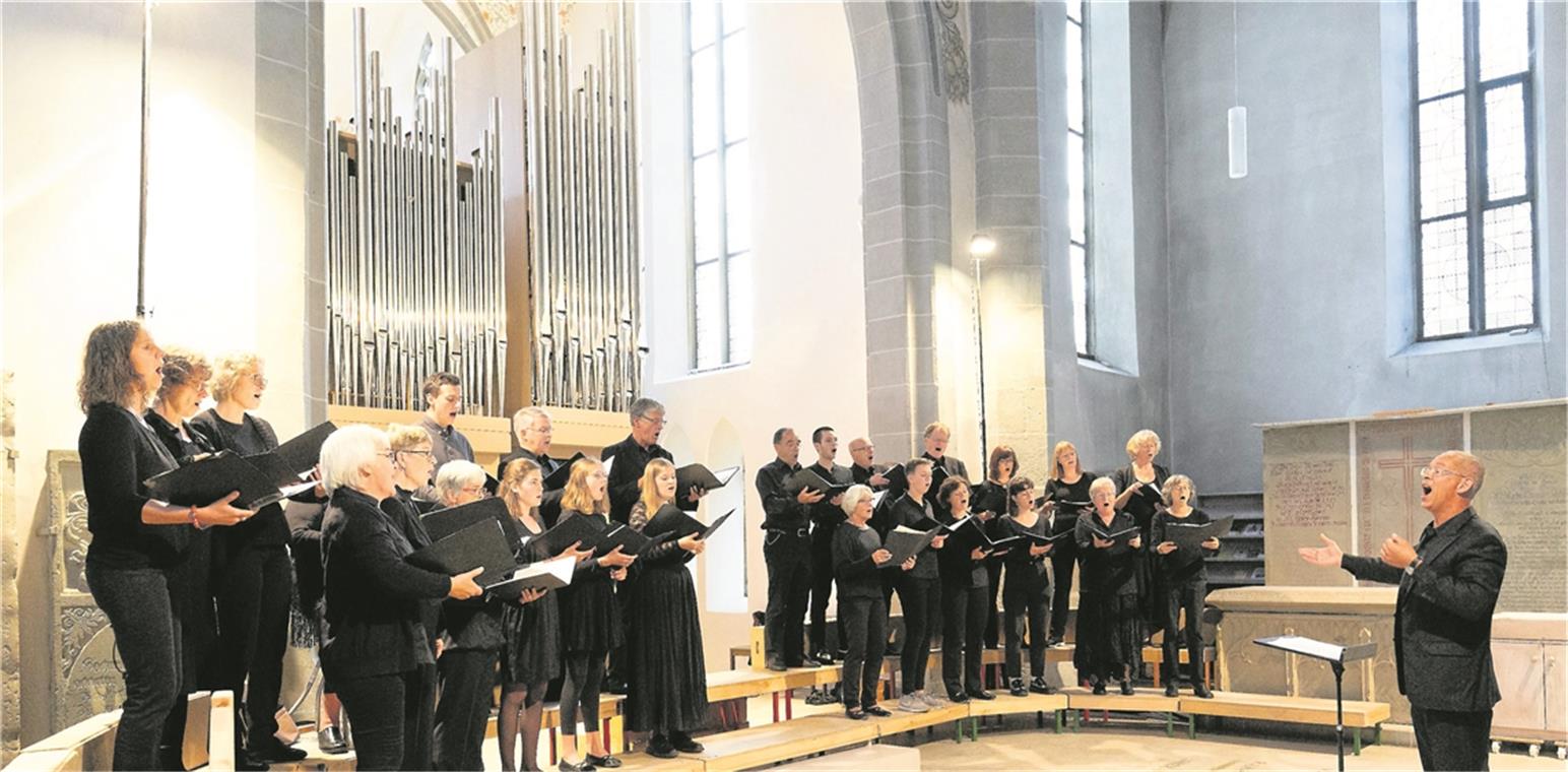 Überirdisch und sehr bewegend Der Kammerchor bildete die zweite Dimension des Konzerts, das sich rund um Kompositionen von „Te Deum“, einem Lob-, Dank- und Bittgesang, rankte. Fotos: J. Fiedler