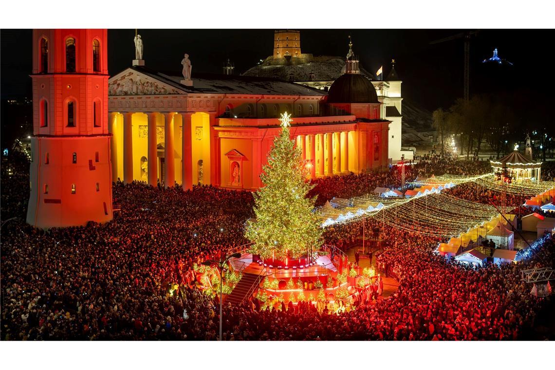 Der nationale Weihnachtsbaum beeindruckt mit einem jährlich neu gestalteten Lichtkonzept, das die litauische Hauptstadt in der Adventszeit erstrahlen lässt. (Archivbild)