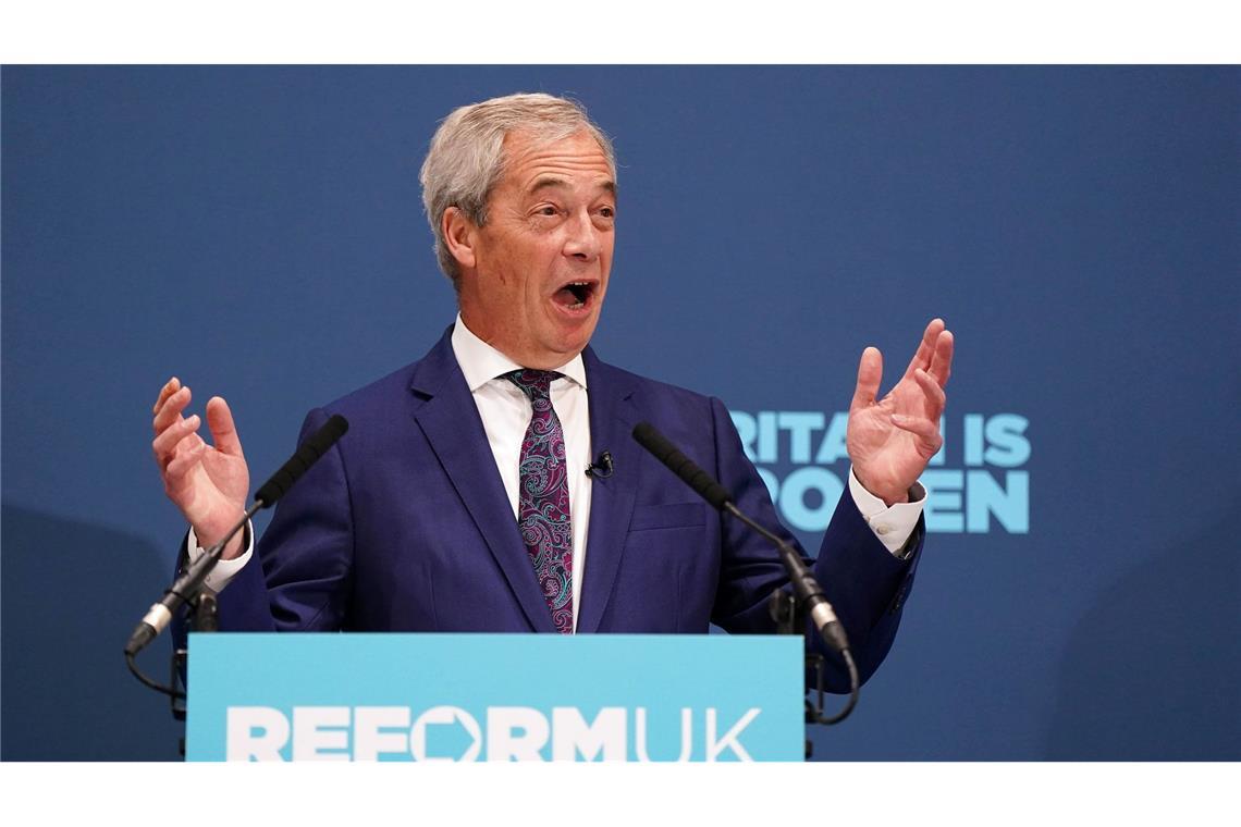Der Profiteur der Regierungskrise: Reform-Chef Nigel Farage. (Archivbild)