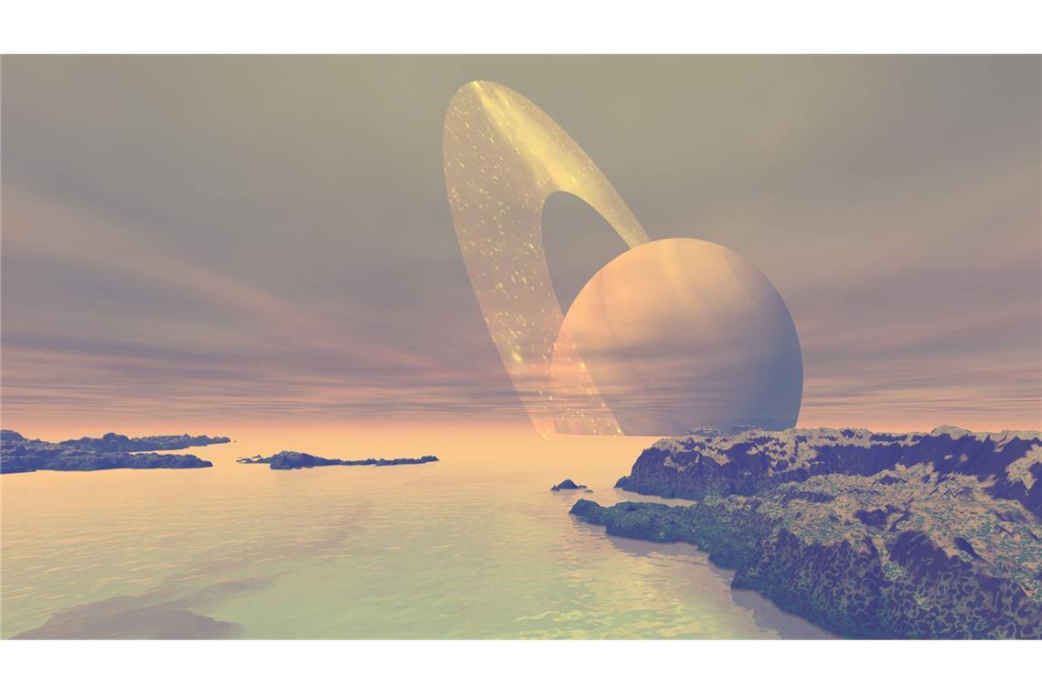 Rekord im Sonnensystem: „Herr der 1000 Ringe“ hat 274 Monde Der Ringplanet Saturn von seinem größten Mond Titan aus gesehen.