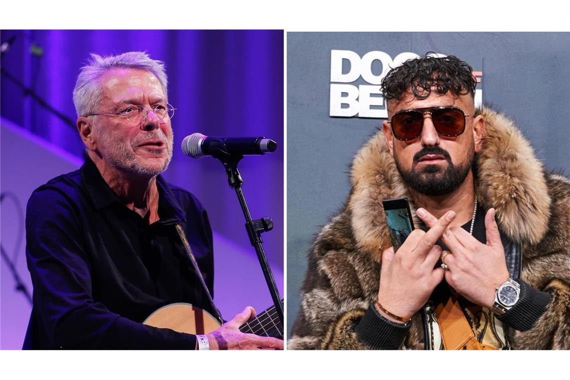 Der Sänger Reinhard Mey und der Rapper Haftbefehl