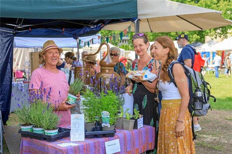 Der Stadtgarten bietet ein ideales Ambiente für die Aussteller und Kunden des Januariusmarkts. Foto: Stefan Bossow