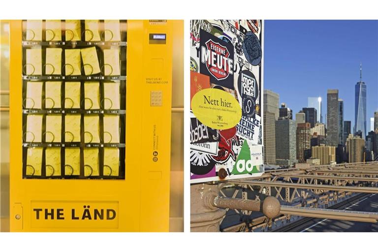 Der Stickerautomat befindet sich im Stuttgarter Flughafen. Die „Bäbber“ werden weltweit verbreitet.