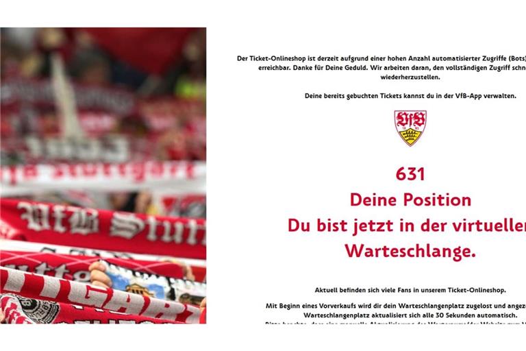 Der Ticketshop des VfB war zeitweise kaum zu erreichen.