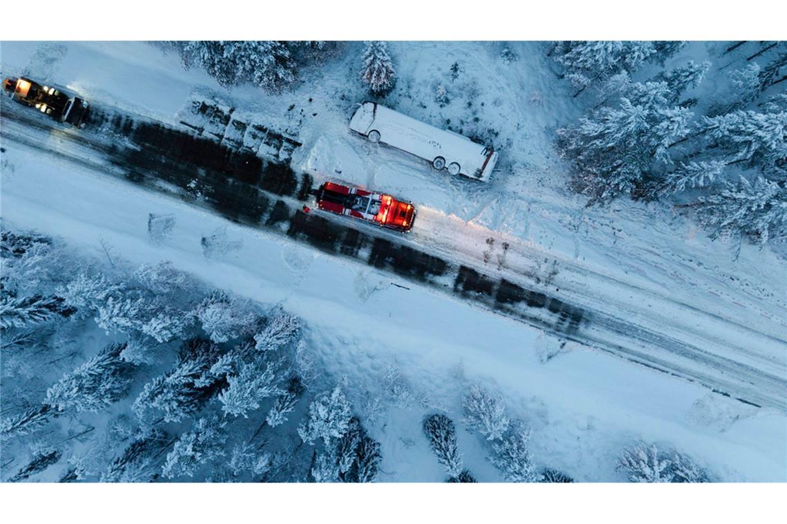 Der verschneite Unfallort.