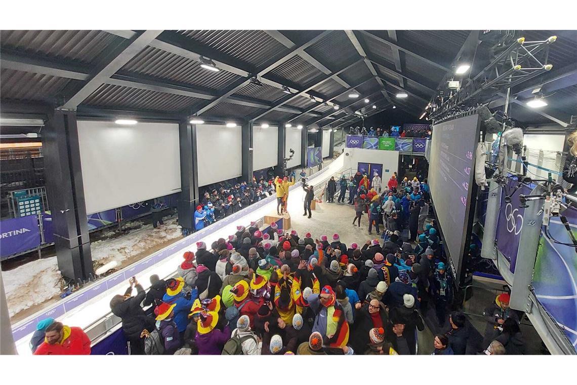 Der Zielbereich am Eiskanal von Cortina d’Ampezzo