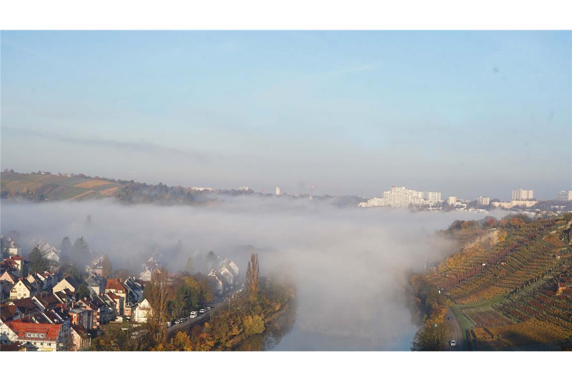 Dichter Nebel über dem Neckar am Donnerstagmorgen in Stuttgart.