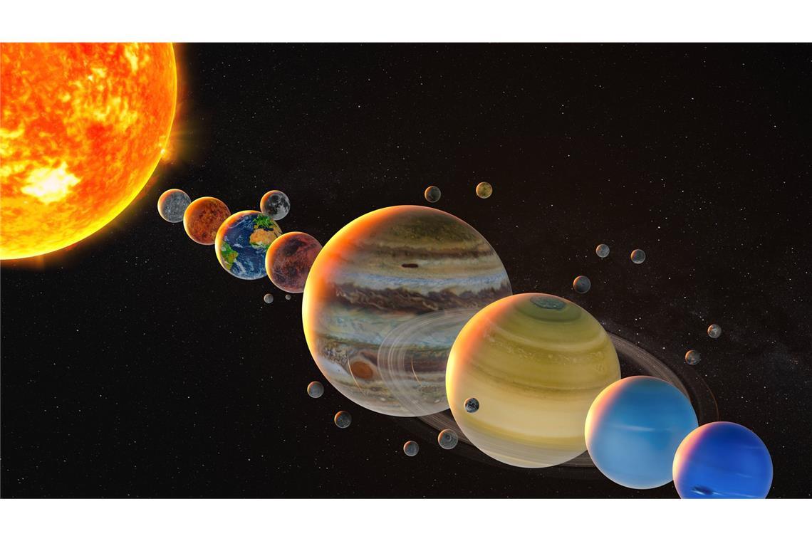 Die acht Planeten unseres Sonnensystems.