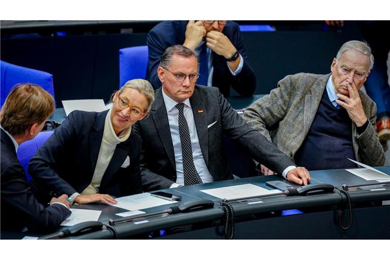 Die AfD-Chefs Alice Weidel und Tino Chrupalla nehmen zum 80. Jahrestag des Kriegsendes an einer Gedenkstunde im Bundestag teil. Am selben Tag kommt die Nachricht , dass der Verfassungsschutz vorläufig seine Einstufung der AfD als "gesichert rechtsextremistisch" auf Eis legt.