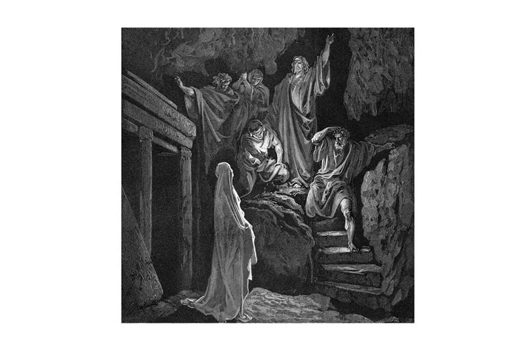 „Die Auferstehung  des Lazarus“, Grafik von Gustave Dore (1832-1883) aus dem Jahr 1870.