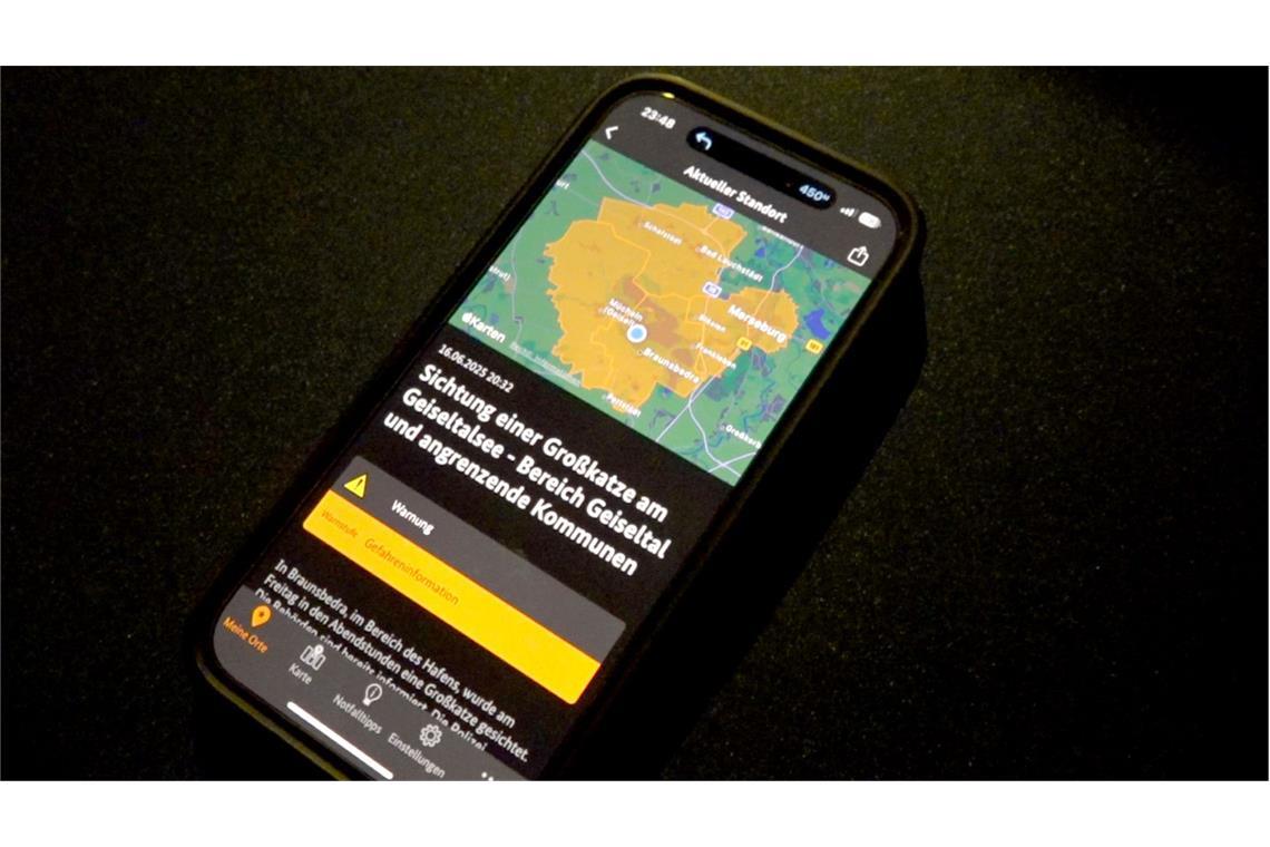 Großkatze im Süden Sachsen-Anhalts gesichtet Die Bevölkerung wurde über die Warn-App Nina informiert.