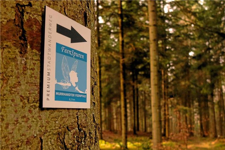 Die blauen „Feenspuren“-Schilder finden sich an jeder Gabelung und weisen den Weg. Fotos: Martin Tschepe