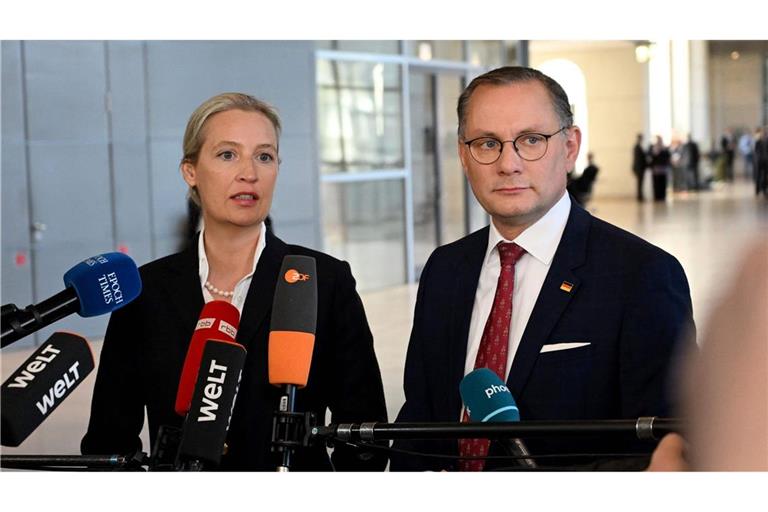 Die Bundesvorsitzenden der AfD, Alice Weidel und Tino Chrupalla